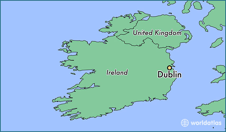 map showing the location of Dublin