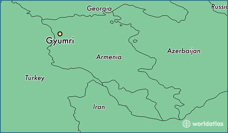 map showing the location of Gyumri