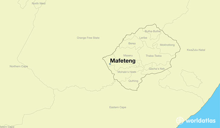 map showing the location of Mafeteng