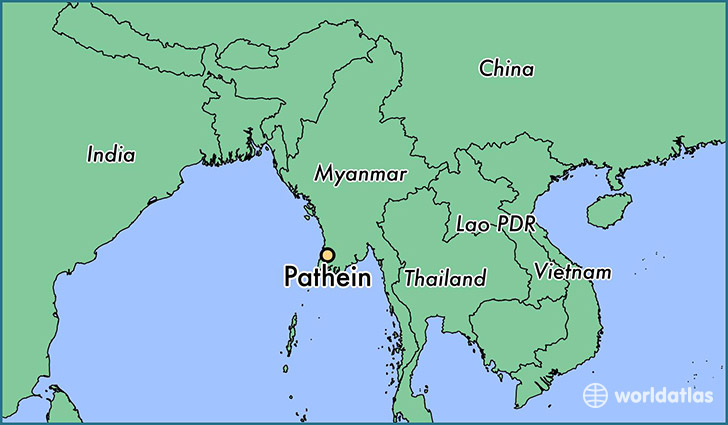 map showing the location of Pathein
