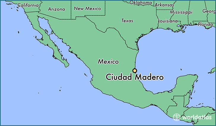 map showing the location of Ciudad Madero