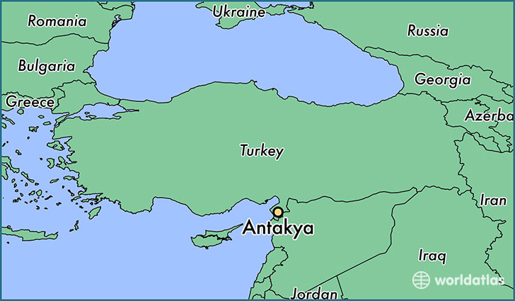 map showing the location of Antakya