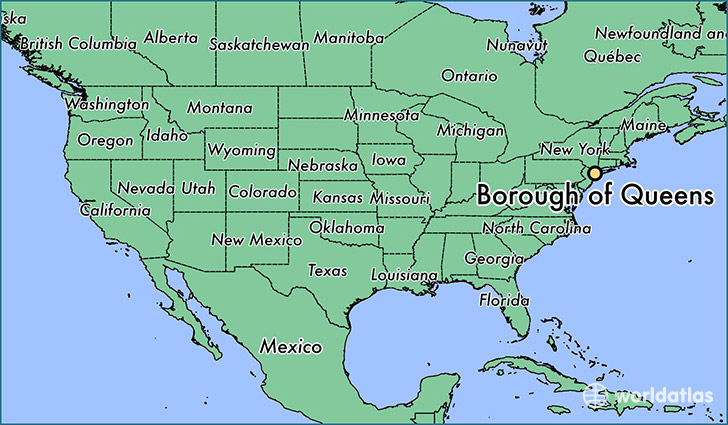map showing the location of Borough of Queens