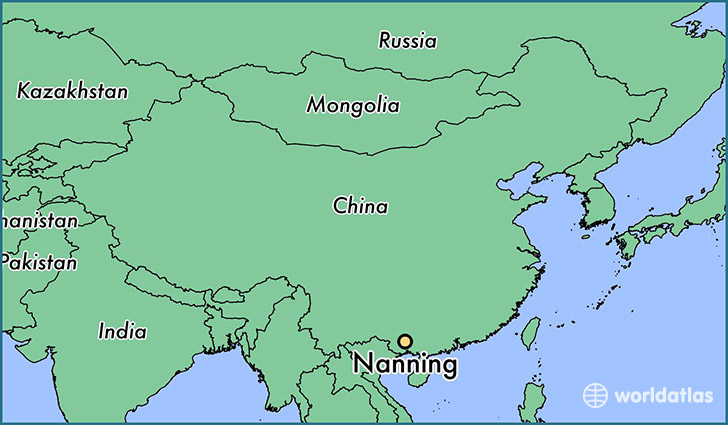 map showing the location of Nanning