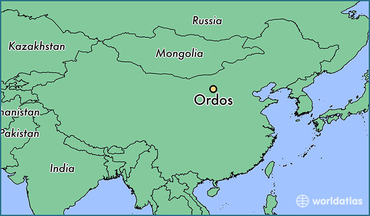 map showing the location of Ordos