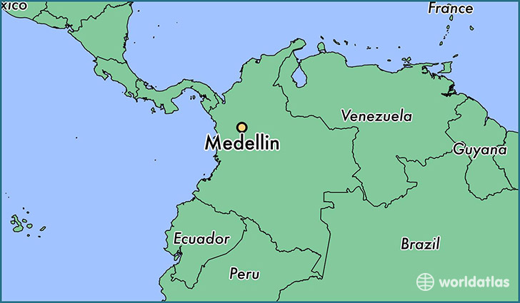 map showing the location of Medellin