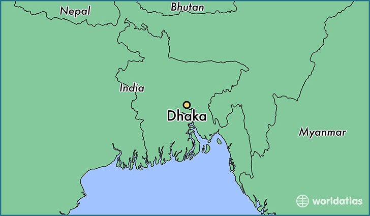 map showing the location of Dhaka