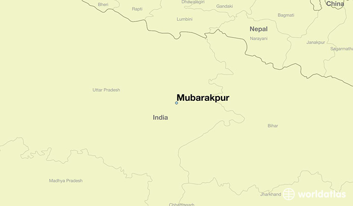 map showing the location of Mubarakpur