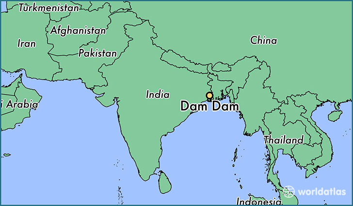 map showing the location of Dam Dam