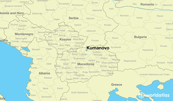 map showing the location of Kumanovo