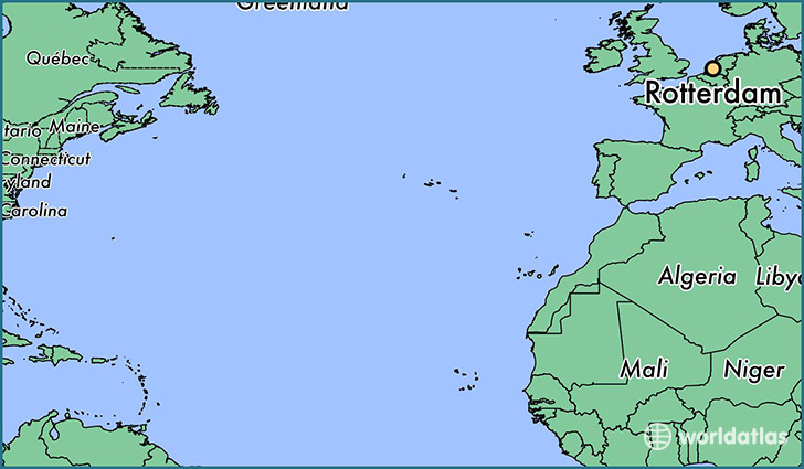 map showing the location of Rotterdam