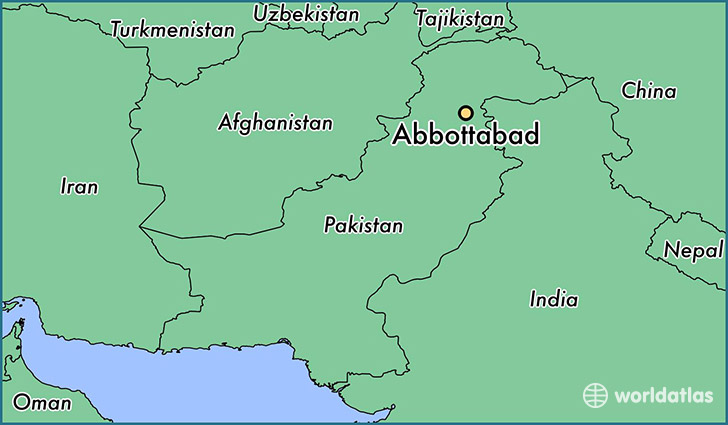 map showing the location of Abbottabad