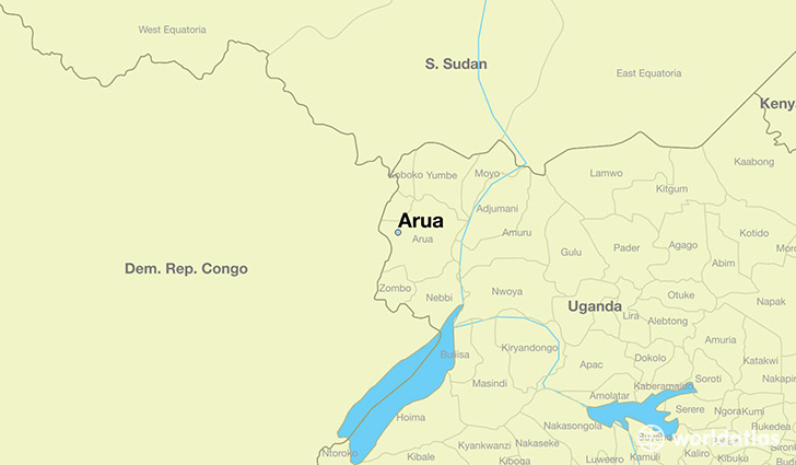 map showing the location of Arua