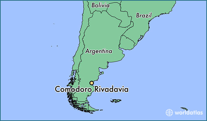 map showing the location of Comodoro Rivadavia
