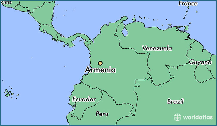 map showing the location of Armenia