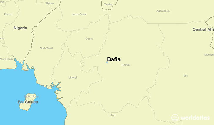 map showing the location of Bafia