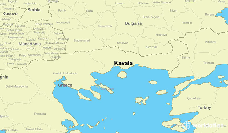 map showing the location of Kavala