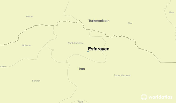 map showing the location of Esfarayen