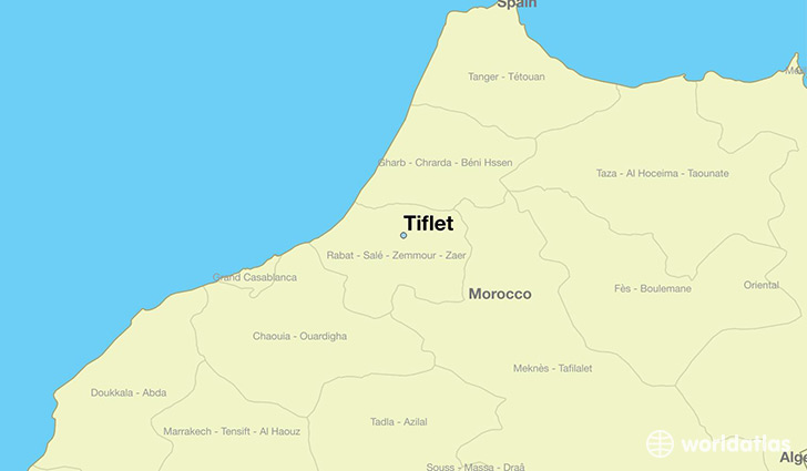 map showing the location of Tiflet