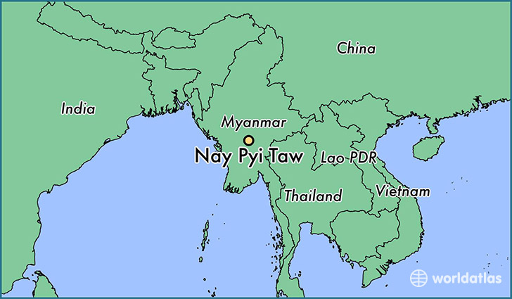 map showing the location of Nay Pyi Taw