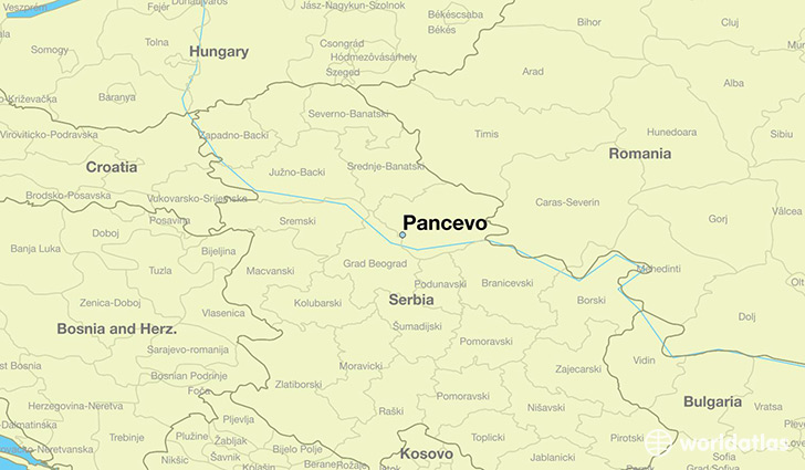 map showing the location of Pancevo