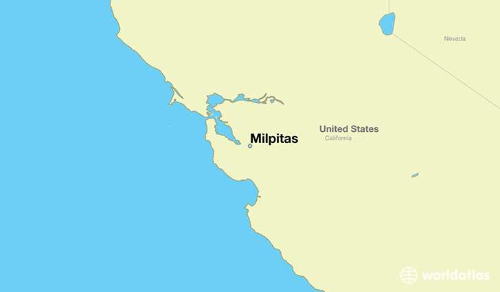 map showing the location of Milpitas
