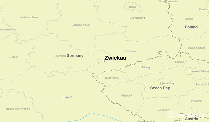 map showing the location of Zwickau