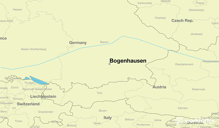 map showing the location of Bogenhausen