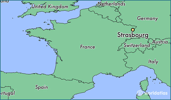 map showing the location of Strasbourg