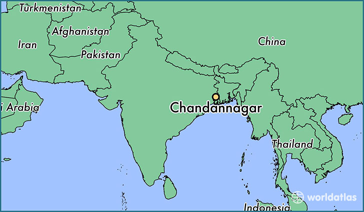 map showing the location of Chandannagar