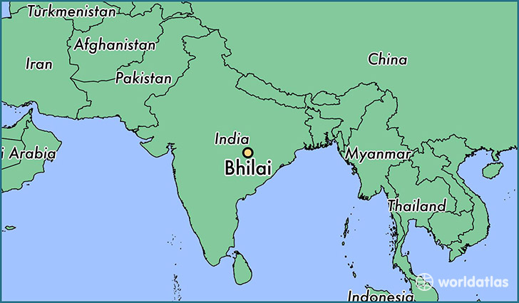 map showing the location of Bhilai