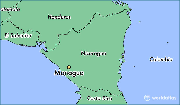 map showing the location of Managua