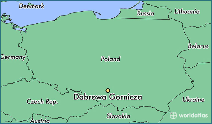 map showing the location of Dabrowa Gornicza