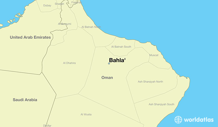 map showing the location of Bahla'