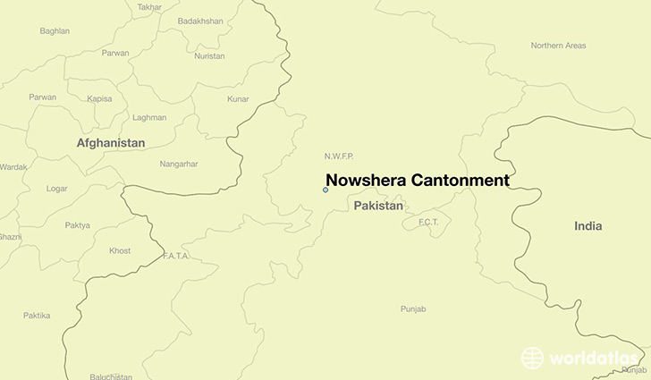map showing the location of Nowshera Cantonment