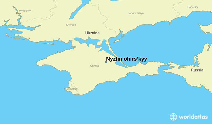 map showing the location of Nyzhn'ohirs'kyy