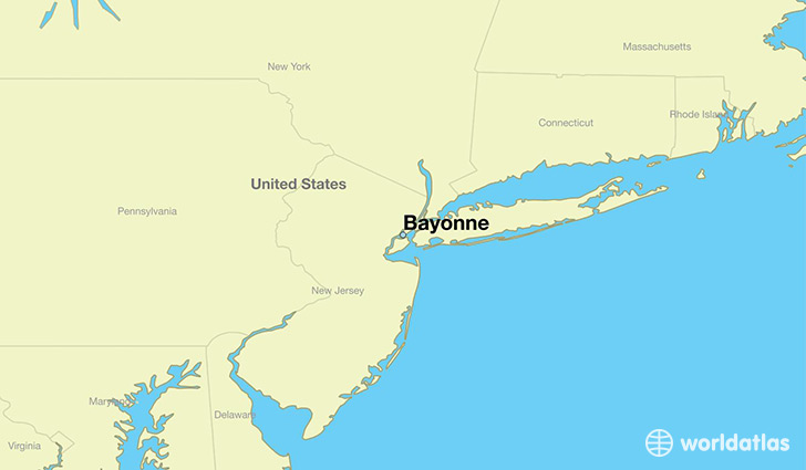 map showing the location of Bayonne