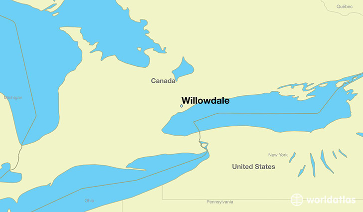 map showing the location of Willowdale