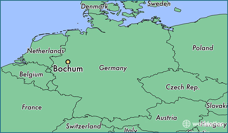 map showing the location of Bochum