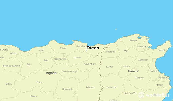 map showing the location of Drean