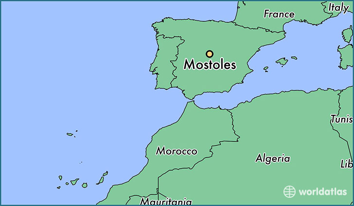 map showing the location of Mostoles