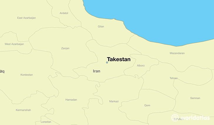 map showing the location of Takestan