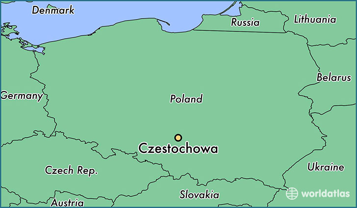 map showing the location of Czestochowa