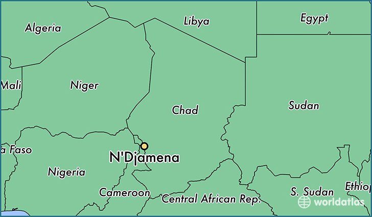 map showing the location of N'Djamena