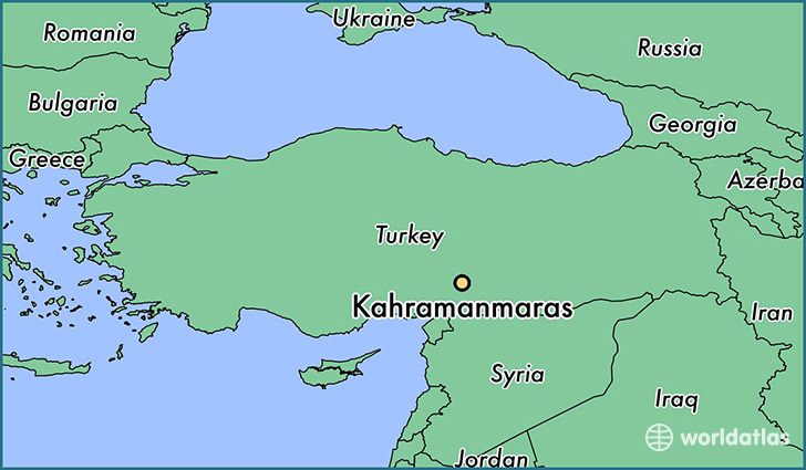 map showing the location of Kahramanmaras