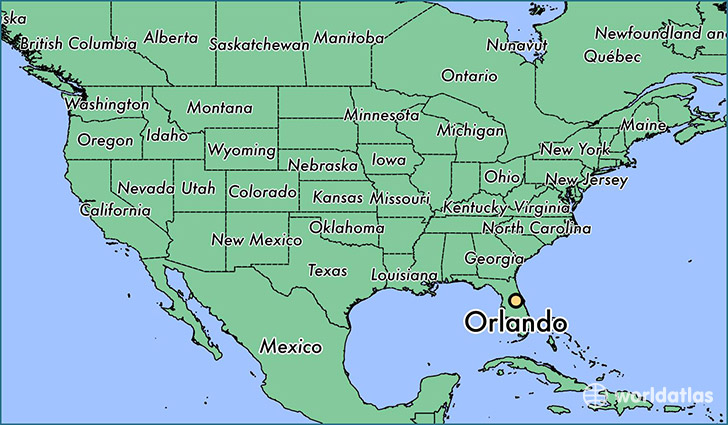 map showing the location of Orlando