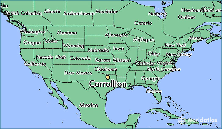 map showing the location of Carrollton