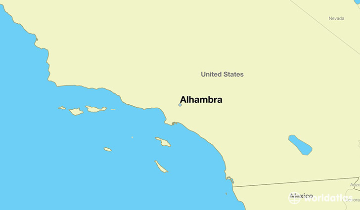 map showing the location of Alhambra