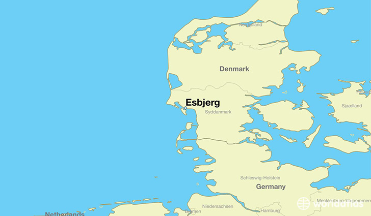 map showing the location of Esbjerg