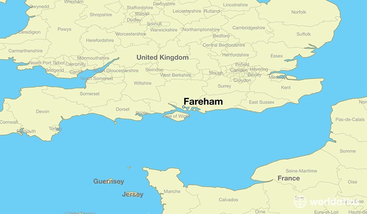 map showing the location of Fareham